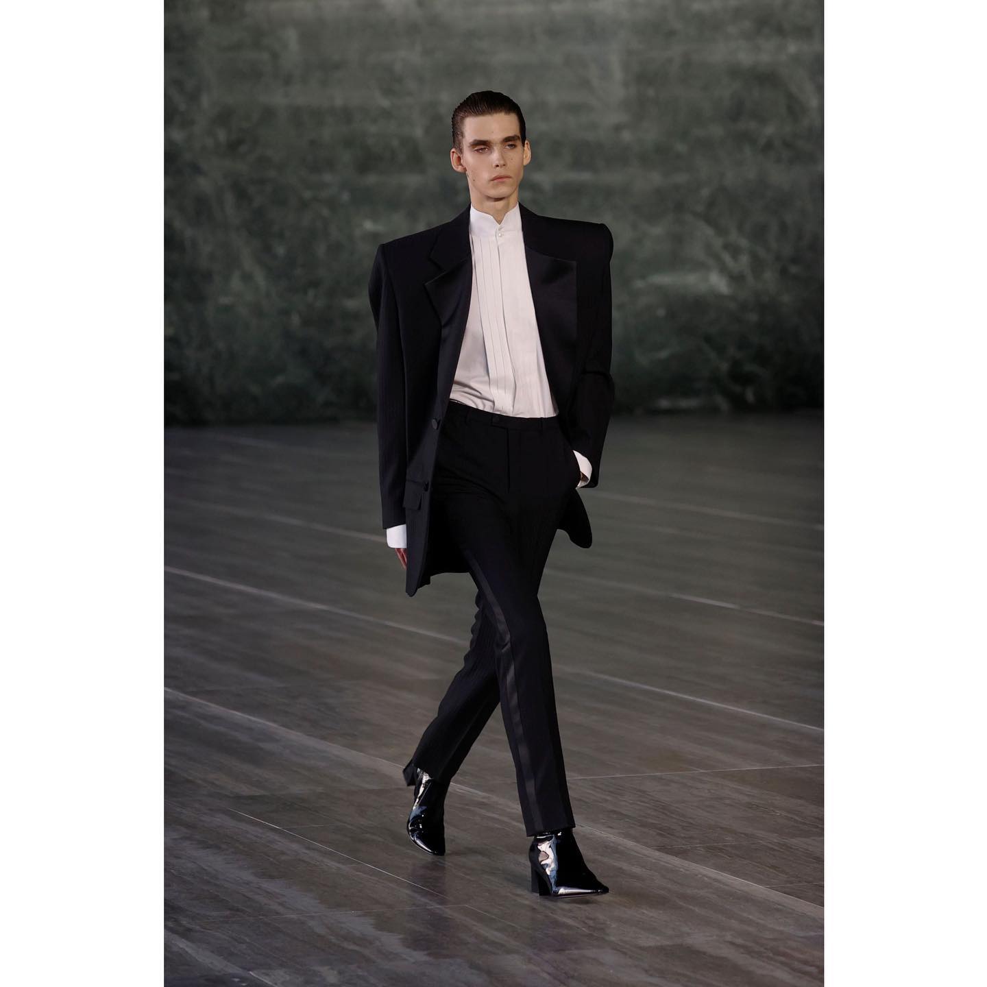 Frederic (@worldbyfred ) opening for Saint Laurent SS24 exclusive. Styling by Paul Sinclaire, hair by Duffy, casting by Samuel Ellis for DM Casting.