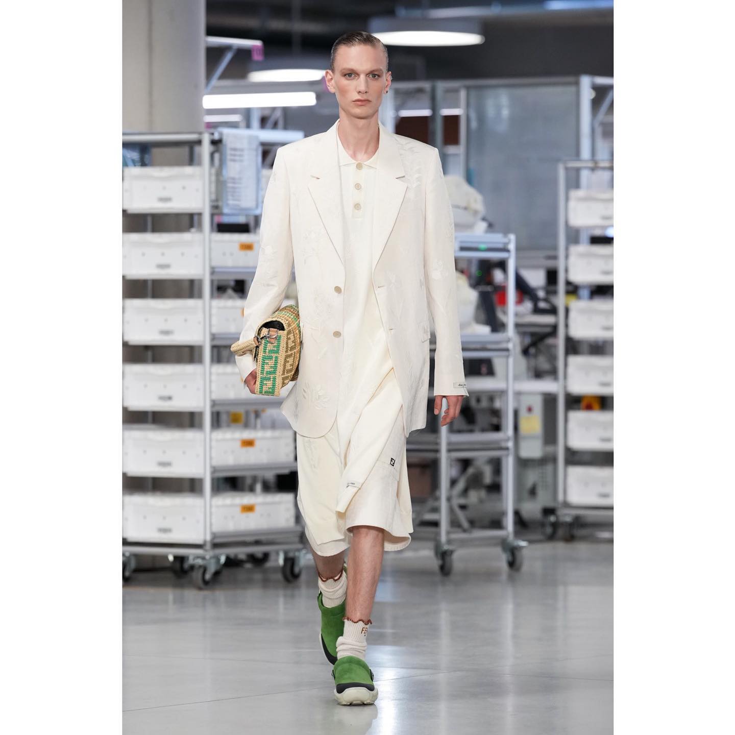 Jannis (@jannishanselmann ) for Fendi SS24. Styling by Julian Ganio, hair by Gary Gill, make-up by Daniel Sallstrom, casting by DM Casting