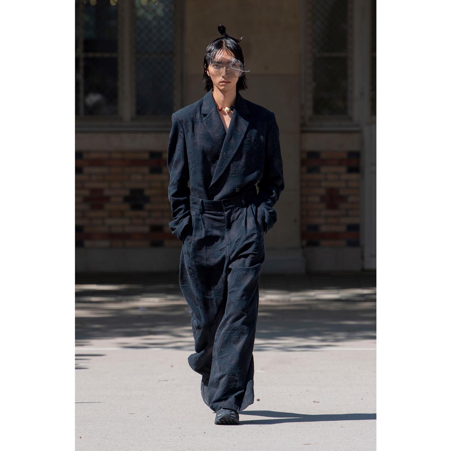 Liu (@ggggray.l3 ), Jacob A (@ughbeauc ) and Zachary (@zacolive ) for Feng Chen Wang SS24. Styling by Anders Solvsten Thomsen, casting by Manon Sassy.