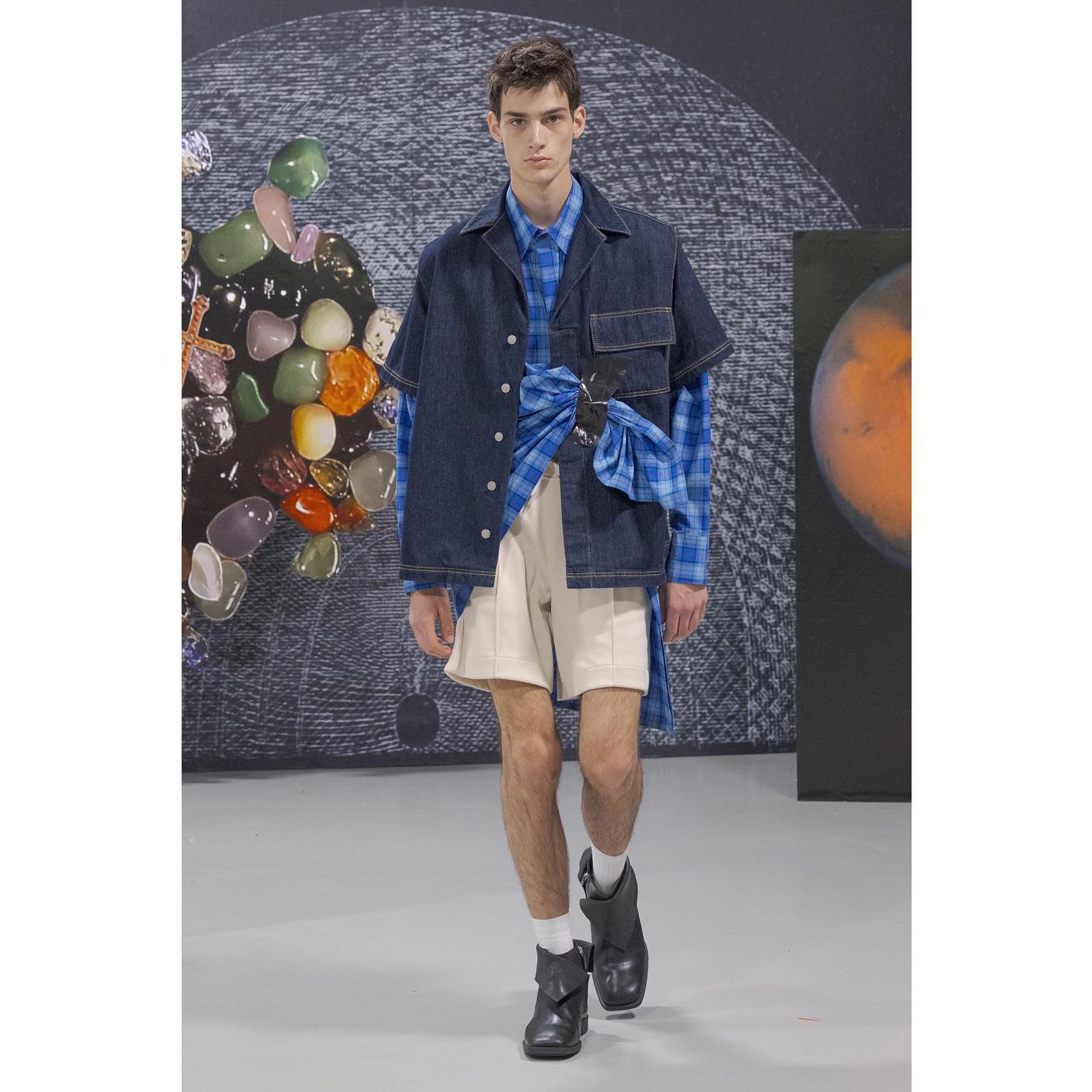 Noah H (@noahherbst ) for Bianca Saunders SS24. Styling by Gary David Moore, hair by Cyndia Harvey, make-up by Maelys Jallali.