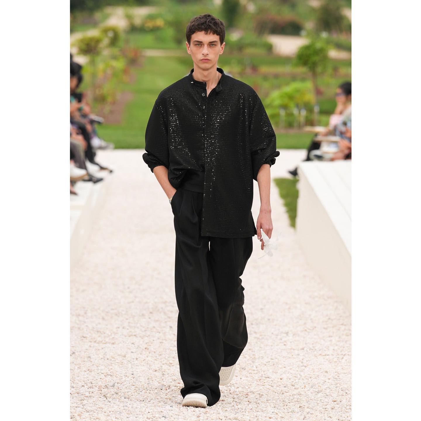 Viktor K (@viko63 ) for Amiri SS24. Styling by Ellie Grace Cumming, hair by Eugene Souleiman, make-up by Lucy Bridge, casting by Noah Shelley.
