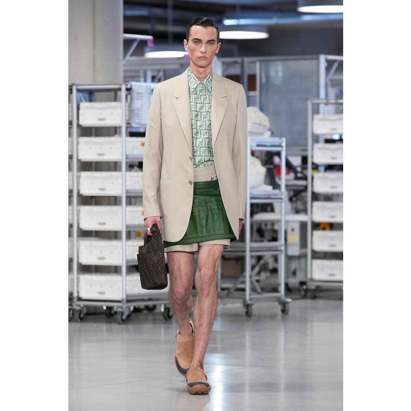 Viktor K (@viko63 ) for Fendi SS24. Styling by Julian Ganio, hair by Gary Gill, make-up by Daniel Sallstrom, casting by DM Casting