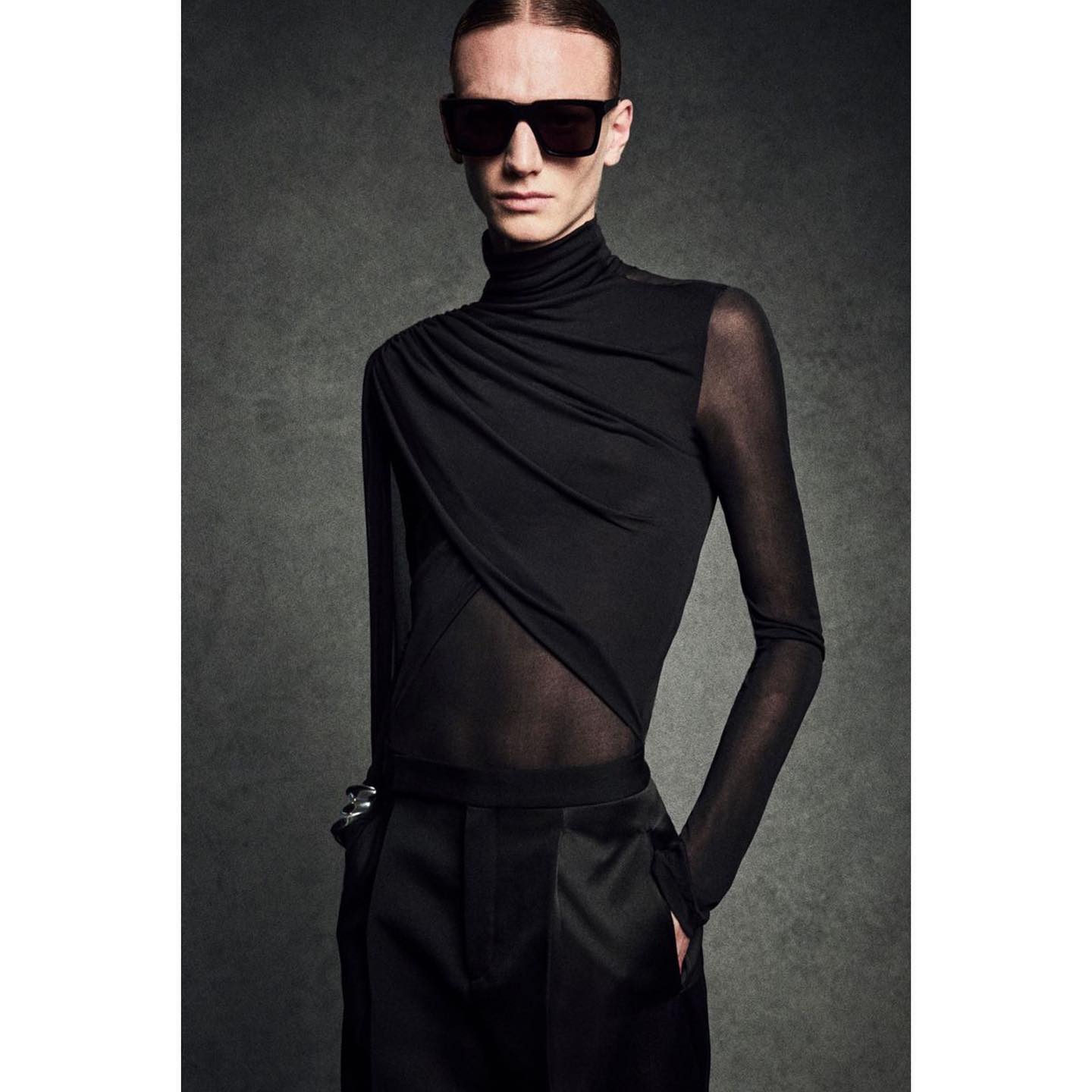 Jannis (@jannishanselmann ) for Saint Laurent FW23. Photography by Rory Van Millingen, styling by Paul Sinclaire, hair by Duffy, make-up by Karin Westerlund, casting by Samuel Ellis for DM Casting.