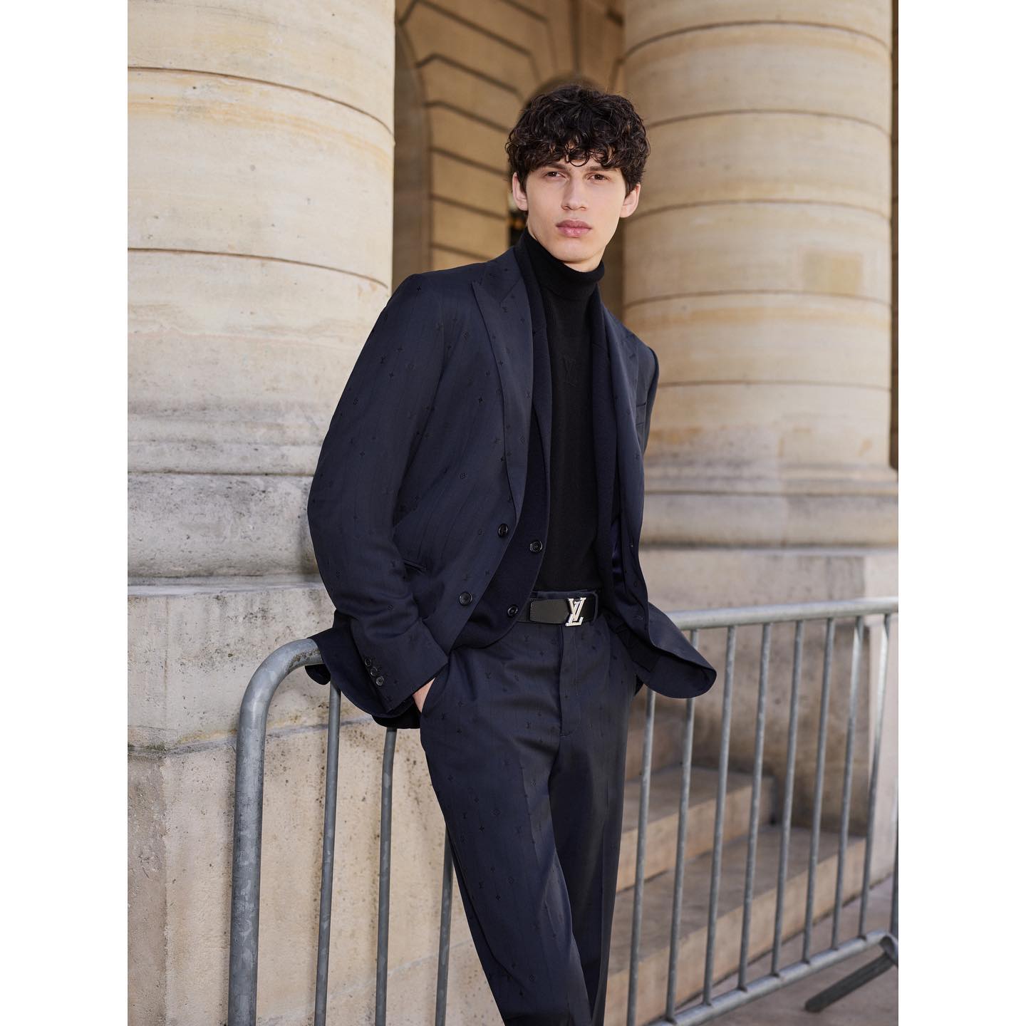 Kaplan (@kapo.h ) for Louis Vuitton FW23. Photography by Lukas Wassmann, styling by Pau Avia, hair by Joseph Pujalte, make-up by Anthony Preel.