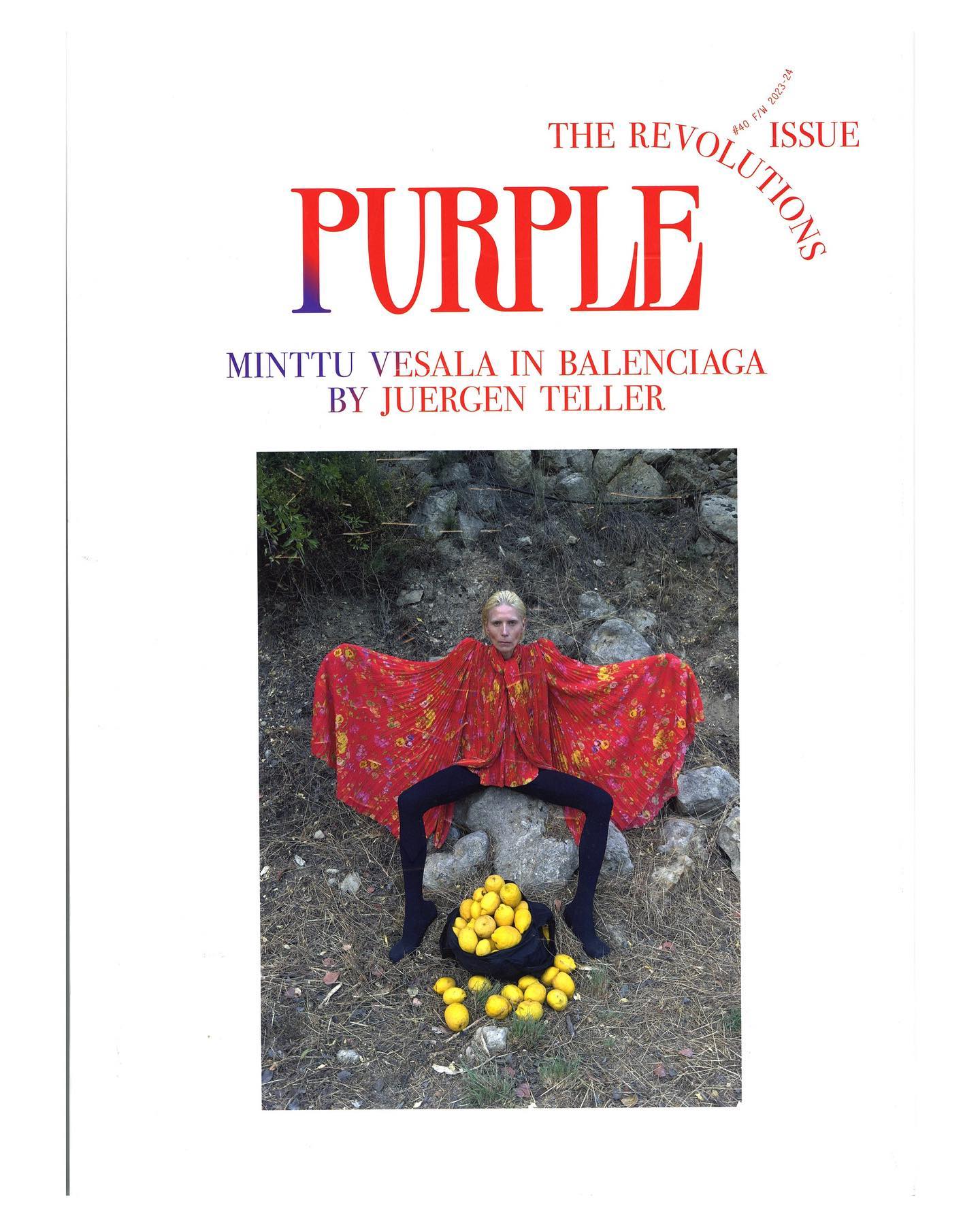 Minttu (@superminttu ) on the cover of Purple Magazine. Photography by Juergen Teller, styling by Laëtitia Gimenez.