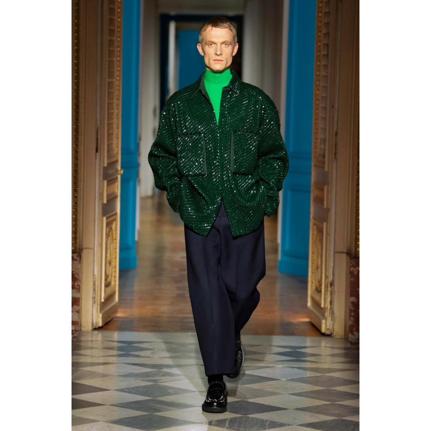 Michael B for Valentino FW24. Styling by Joe McKenna, hair by Guido Palau, make-up by Pat McGrath, casting by Carlo Savoldi and Patrizia Pilotti.