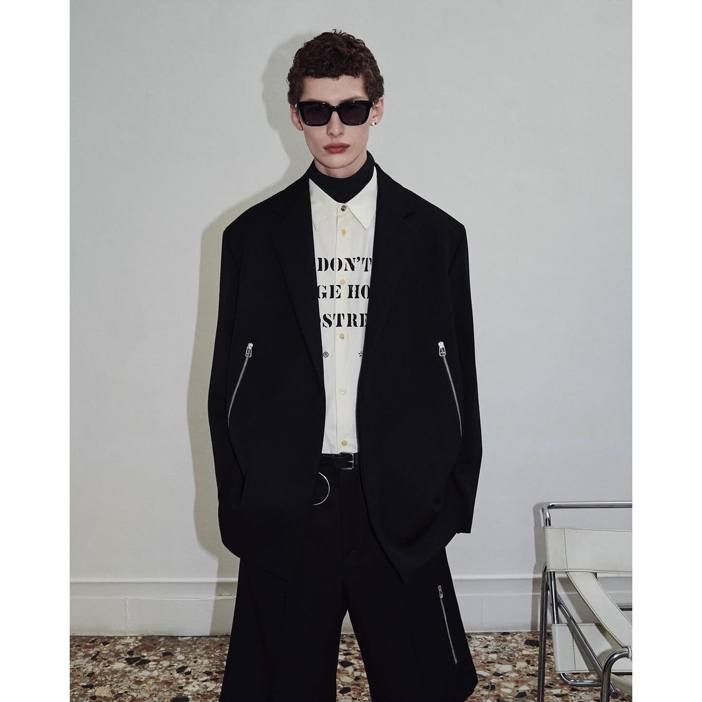 Lucas T (@fantanxl ) for OAMC SS24. Photography by Ian Kenneth Bird, styling by Lucie and Luke Meier, hair by Sergio Sorbello, make-up by Giorgia Lecce, casting by Troy Fearn.
