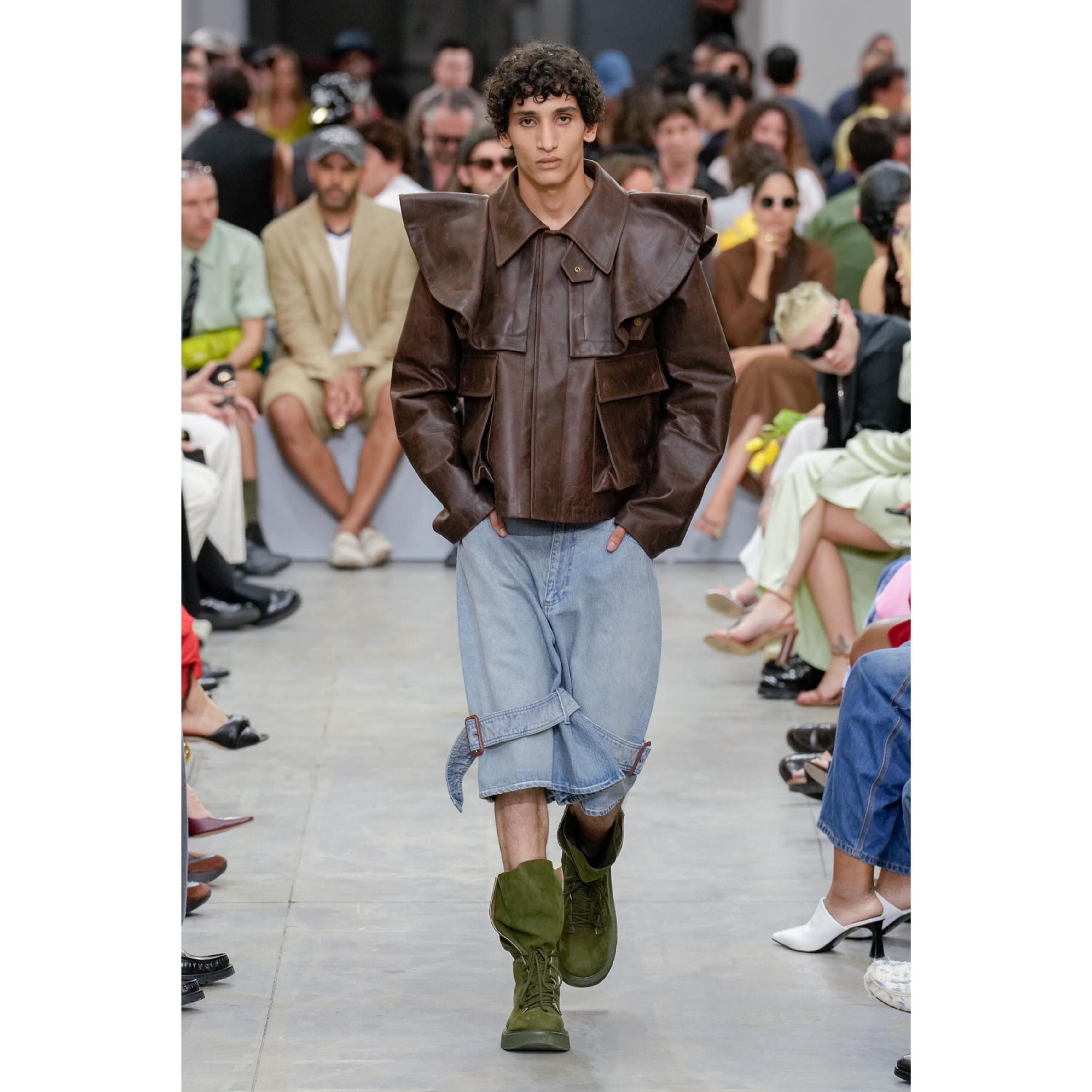 Bilal B (@bilal.brts ) for JW Anderson SS25. Styling by Benjamin Bruno, hair by Anthony Turner, make-up by Lynsey Alexander, casting by Ashley Brokaw.