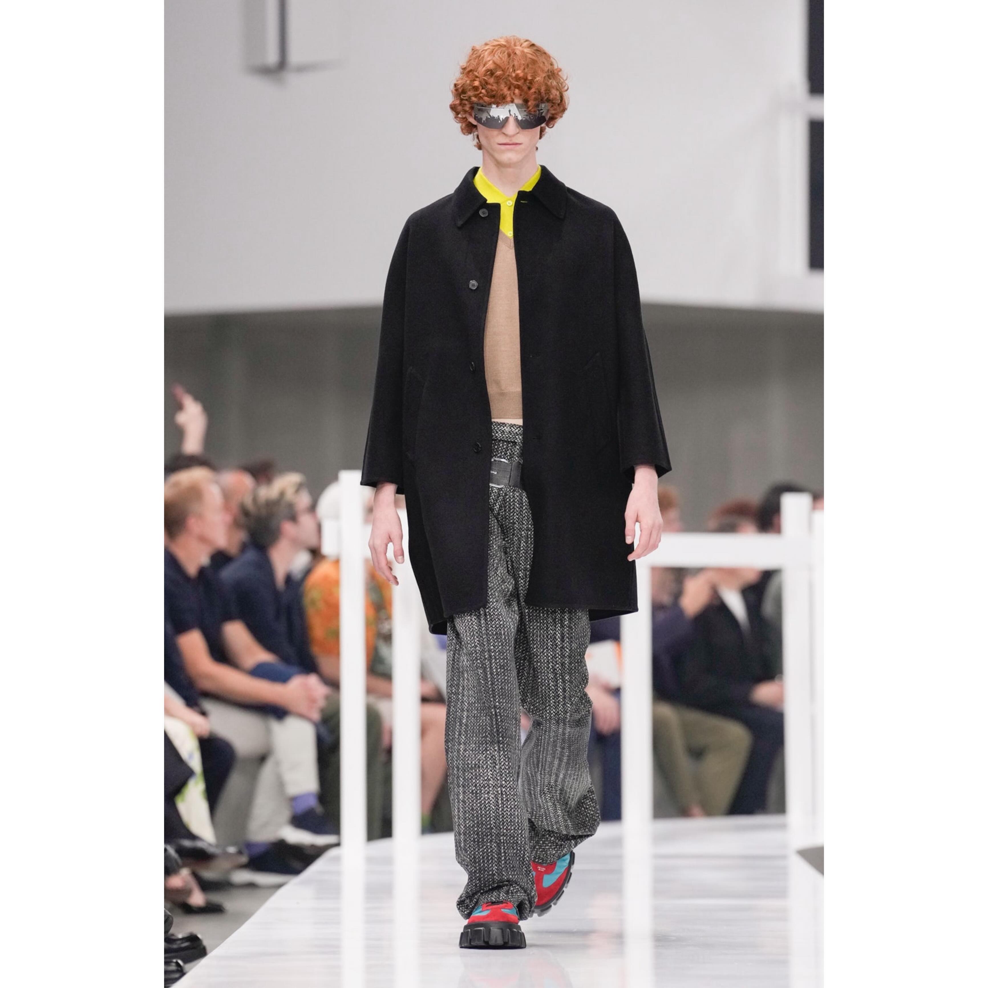Leander (@loneleaness ) debut exclusive for Prada SS25. Styling by Olivier Rizzo, hair by Guido Palau, make-up by Lynsey Alexander, casting by Ashley Brokaw.
