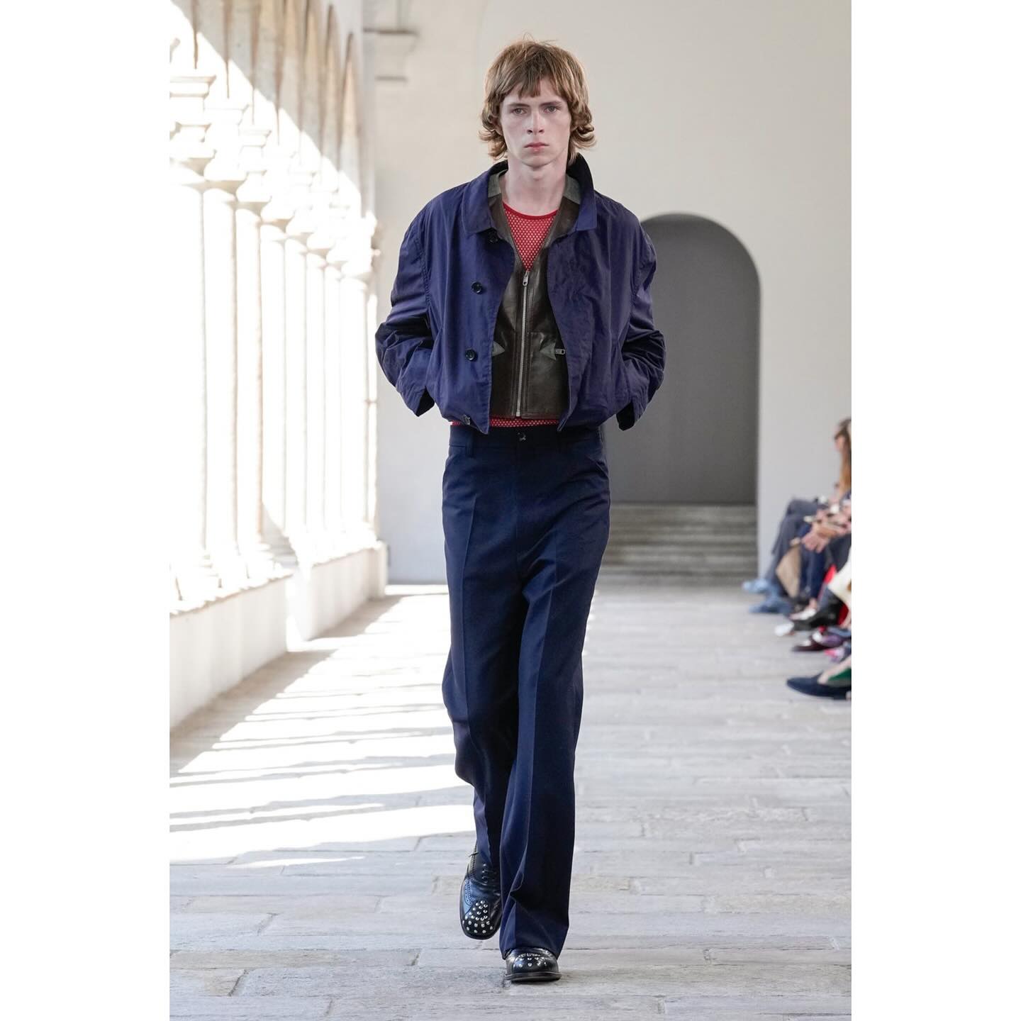 Patrick L (@ppppp_____llllllllll ) debut for Bally SS25. Styling by Charlotte Collet, casting by Ben Grimes.