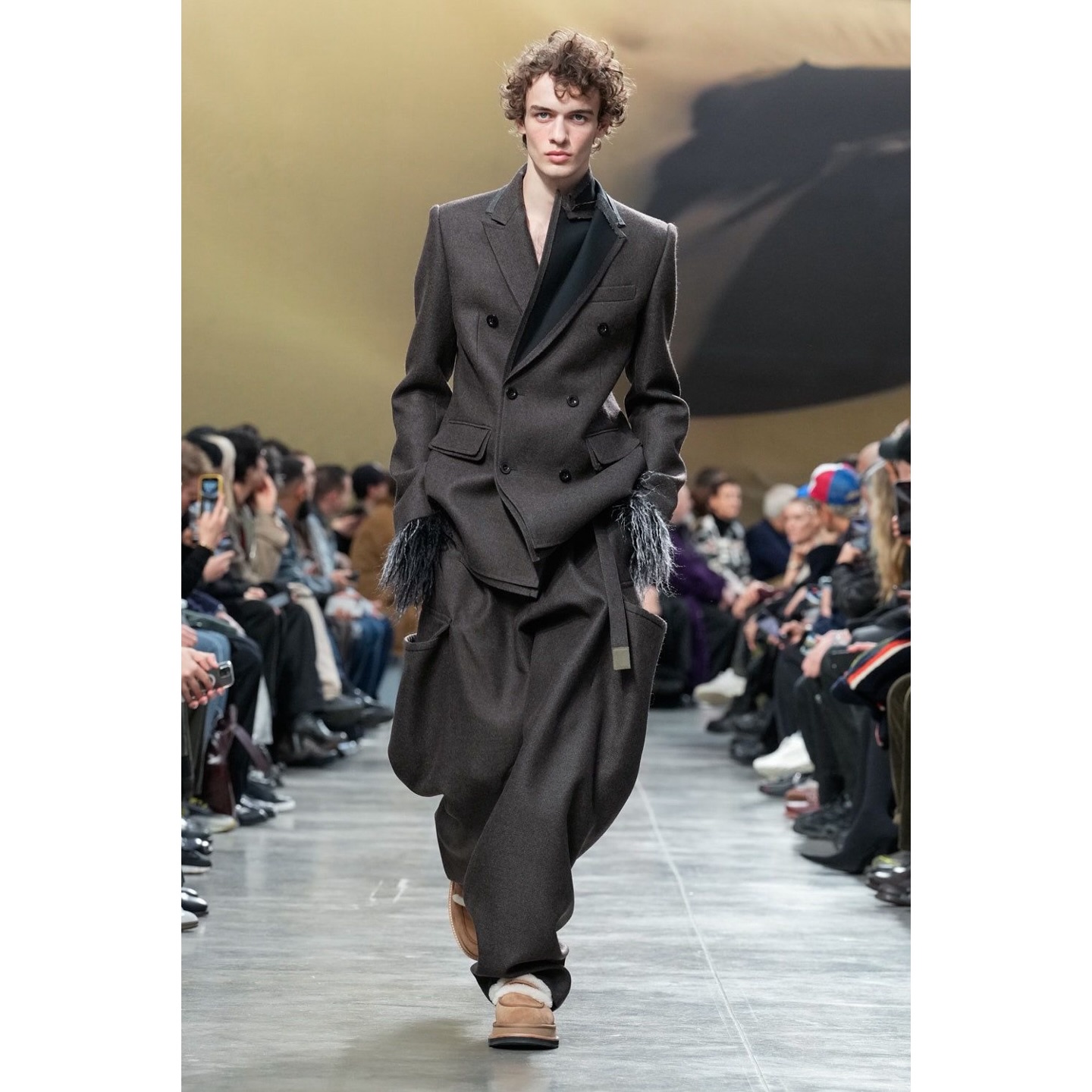 Leo (@leo.cremer ) for Sacai AW25. Styling by Karl Templer, hair by Guido Palau, makeup by Diane Kendal, casting by DM casting.